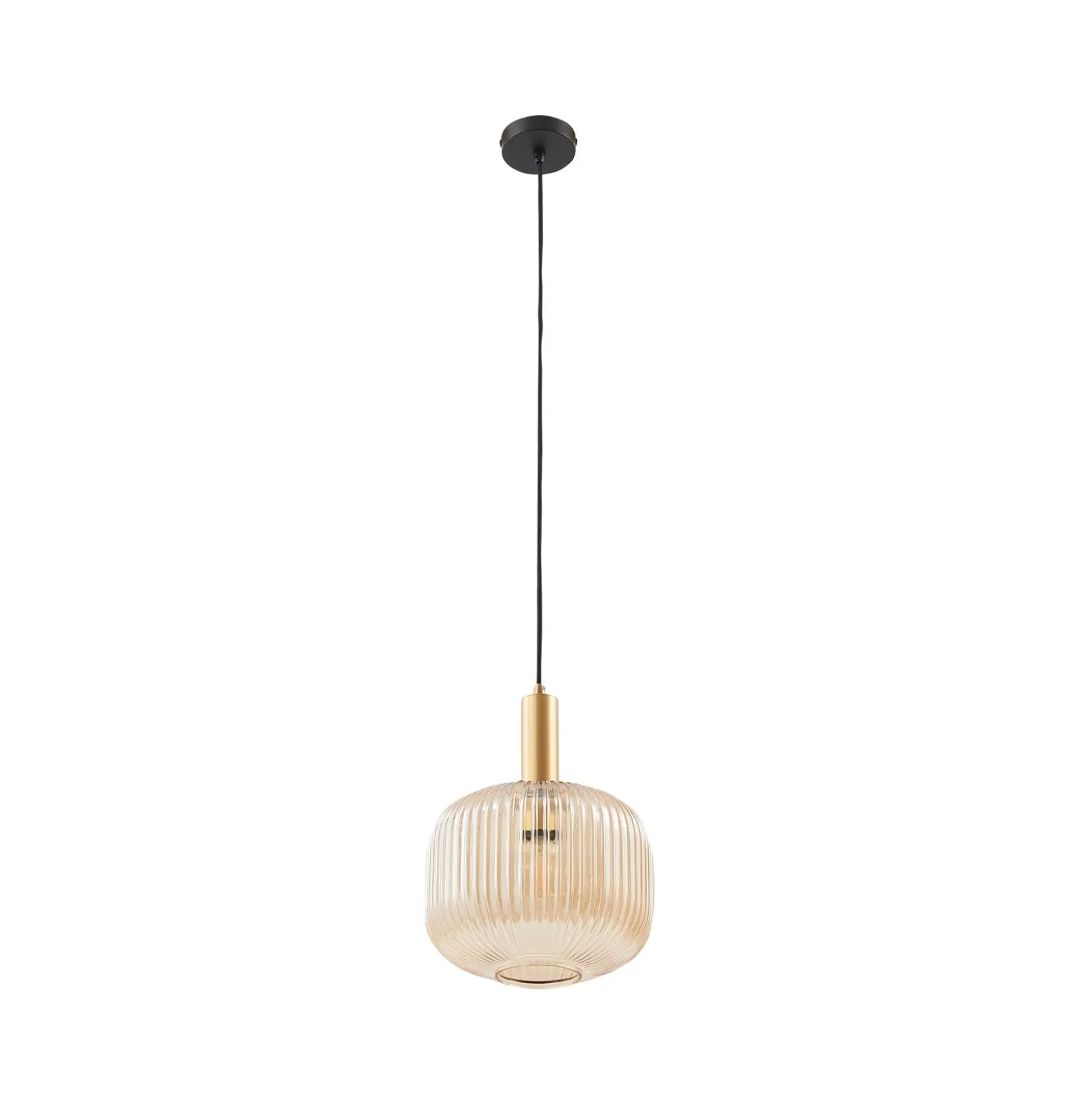 Lámpara colgante Lindby Doroteo, 25 cm, 1 luz, ámbar, cristal