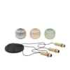 Lámpara colgante Lindby Doroteo, 3 luces, verde/ámbar/gris, cristal