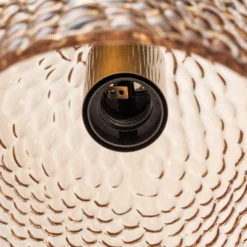 Lámpara colgante Lindby Drakar, 3 luces, ámbar, cristal, Ø 19,5 cm