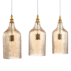 Lámpara colgante Lindby Drakar, 3 luces, ámbar, cristal, Ø 19,5 cm