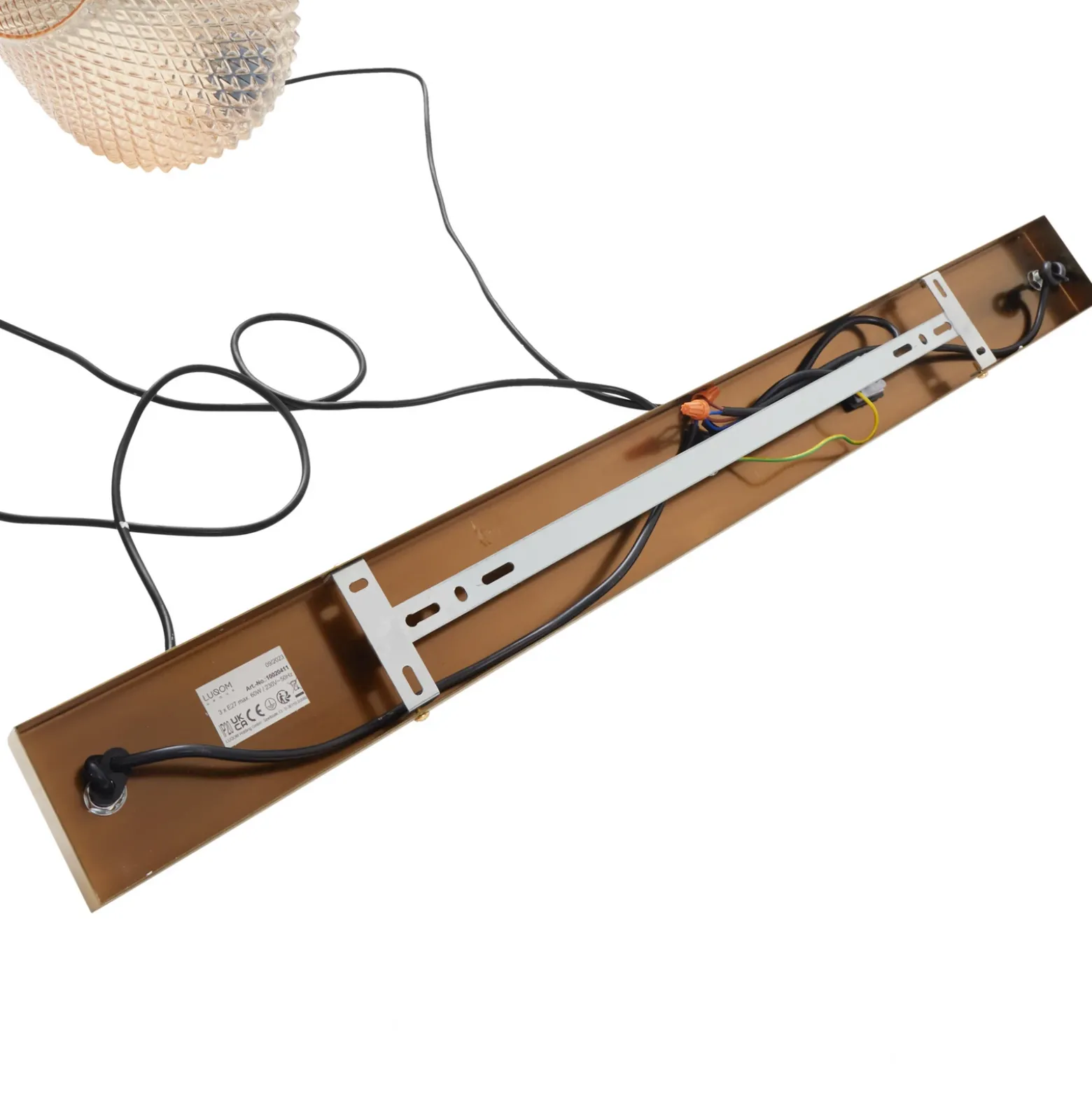 Lámpara colgante Lindby Drakar, Ø 22 cm, 3 luces, ámbar, cristal