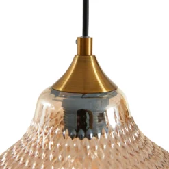 Lámpara colgante Lindby Drakar, Ø 22 cm, 3 luces, ámbar, cristal
