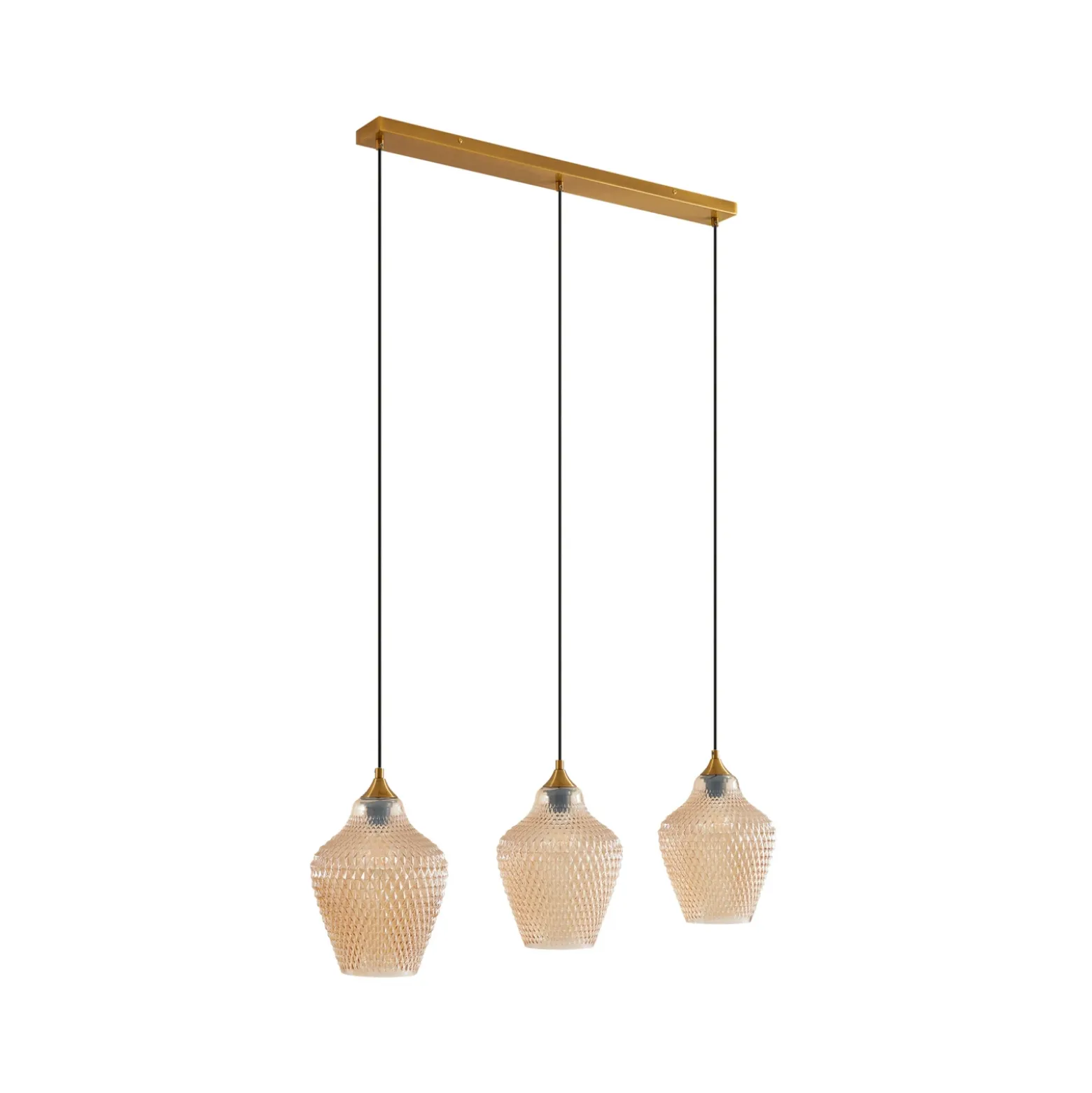 Lámpara colgante Lindby Drakar, Ø 22 cm, 3 luces, ámbar, cristal