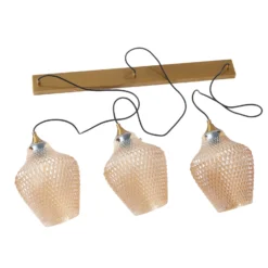 Lámpara colgante Lindby Drakar, Ø 22 cm, 3 luces, ámbar, cristal