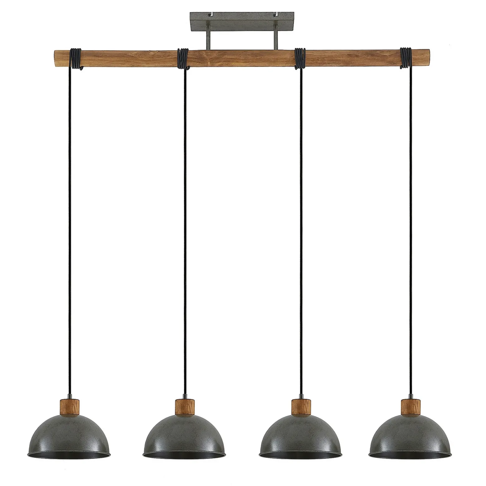 Lámpara colgante Lindby Durbis, 116 cm, 4 luces, gris, madera, E27