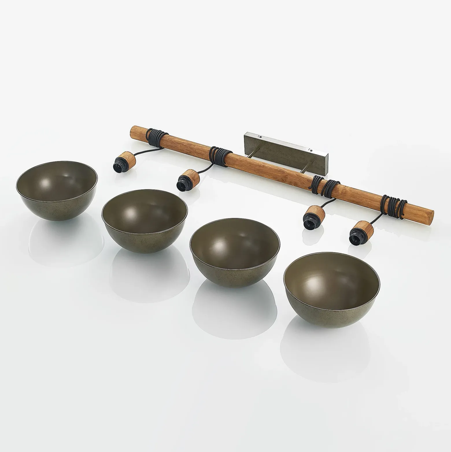 Lámpara colgante Lindby Durbis, 116 cm, 4 luces, gris, madera, E27