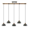 Lámpara colgante Lindby Durbis, 149 cm, negra, 5 luces, madera