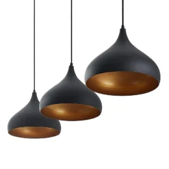 Lámpara colgante Lindby Elamira, negra, metal, 133cm, 3 luces.