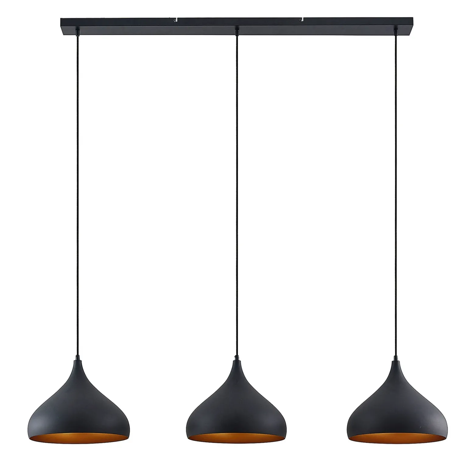 Lámpara colgante Lindby Elamira, negra, metal, 133cm, 3 luces.