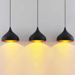 Lámpara colgante Lindby Elamira, negra, metal, 133cm, 3 luces.