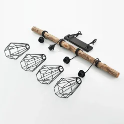 Lámpara colgante Lindby Eldarion, 116 cm, 4 luces, madera, E27