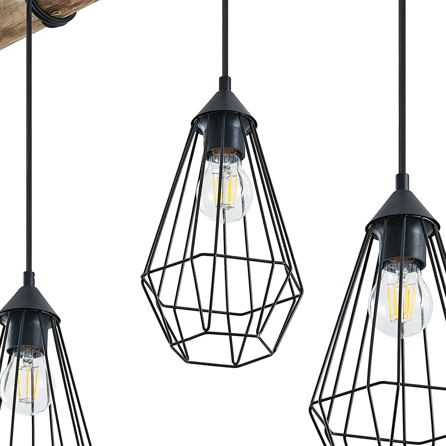 Lámpara colgante Lindby Eldarion, 116 cm, 4 luces, madera, E27