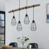Lámpara colgante Lindby Eldarion, 116 cm, 4 luces, madera, E27