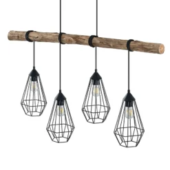 Lámpara colgante Lindby Eldarion, 116 cm, 4 luces, madera, E27