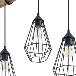 Lámpara colgante Lindby Eldarion, 116 cm, 4 luces, madera, E27