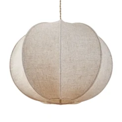 Lámpara colgante Lindby Elfie, Ø 47 cm, beige, lino, E27