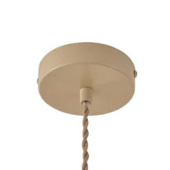 Lámpara colgante Lindby Elfie, Ø 47 cm, beige, lino, E27
