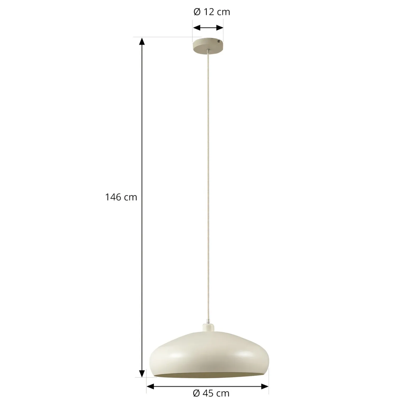 Lámpara colgante Lindby Elover, beige, Ø 45 cm, hierro