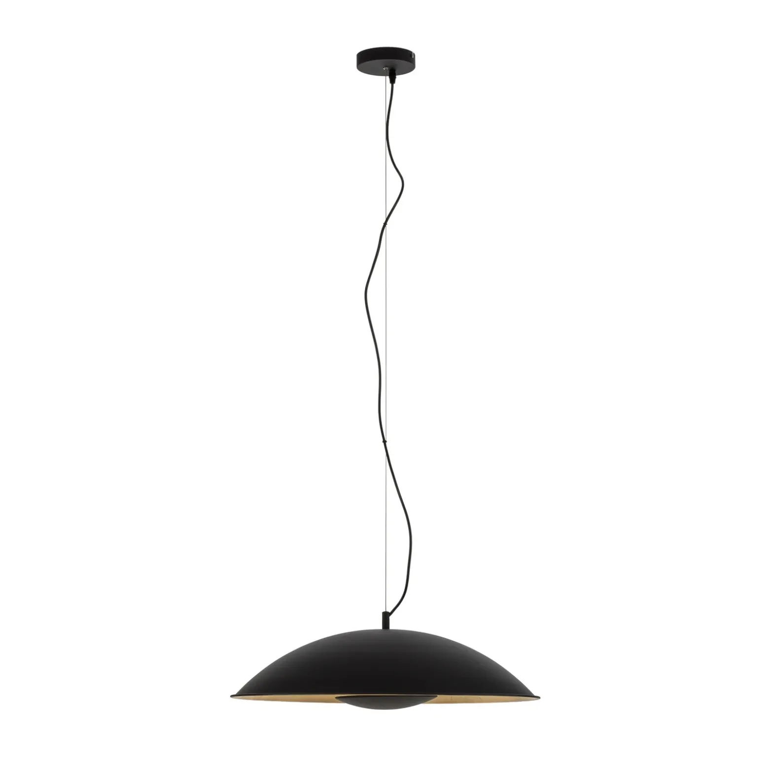 Lámpara colgante Lindby Emilienne, negra, dorada, Ø 60 cm