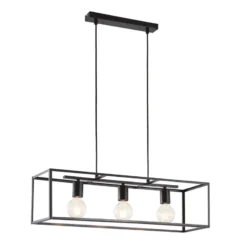 Lámpara colgante Lindby Emily, 72 cm, negra, 3 luces, metal