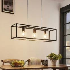Lámpara colgante Lindby Emily, 72 cm, negra, 3 luces, metal