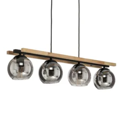 Lámpara colgante Lindby Enrique, gris ahumado, 4 luces, cristal, E27