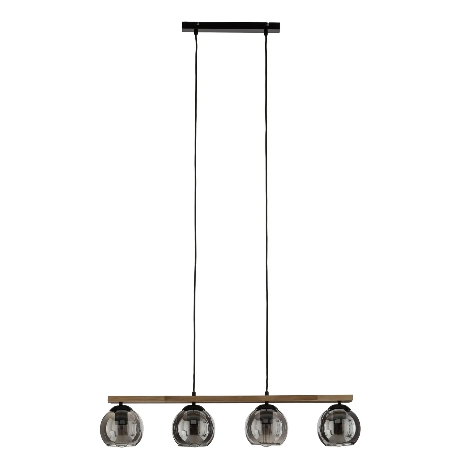 Lámpara colgante Lindby Enrique, gris ahumado, 4 luces, cristal, E27