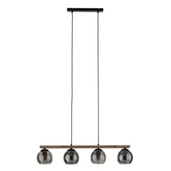 Lámpara colgante Lindby Enrique, gris ahumado, 4 luces, cristal, E27