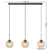 Lámpara colgante Lindby Firano, 110 cm, 3 luces, antracita, cristal