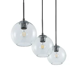 Lámpara colgante Lindby Firano, 110 cm, 3 luces, antracita, cristal