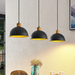 Lámpara colgante Lindby Flurin, 3 luces, 107 cm, negra, metal
