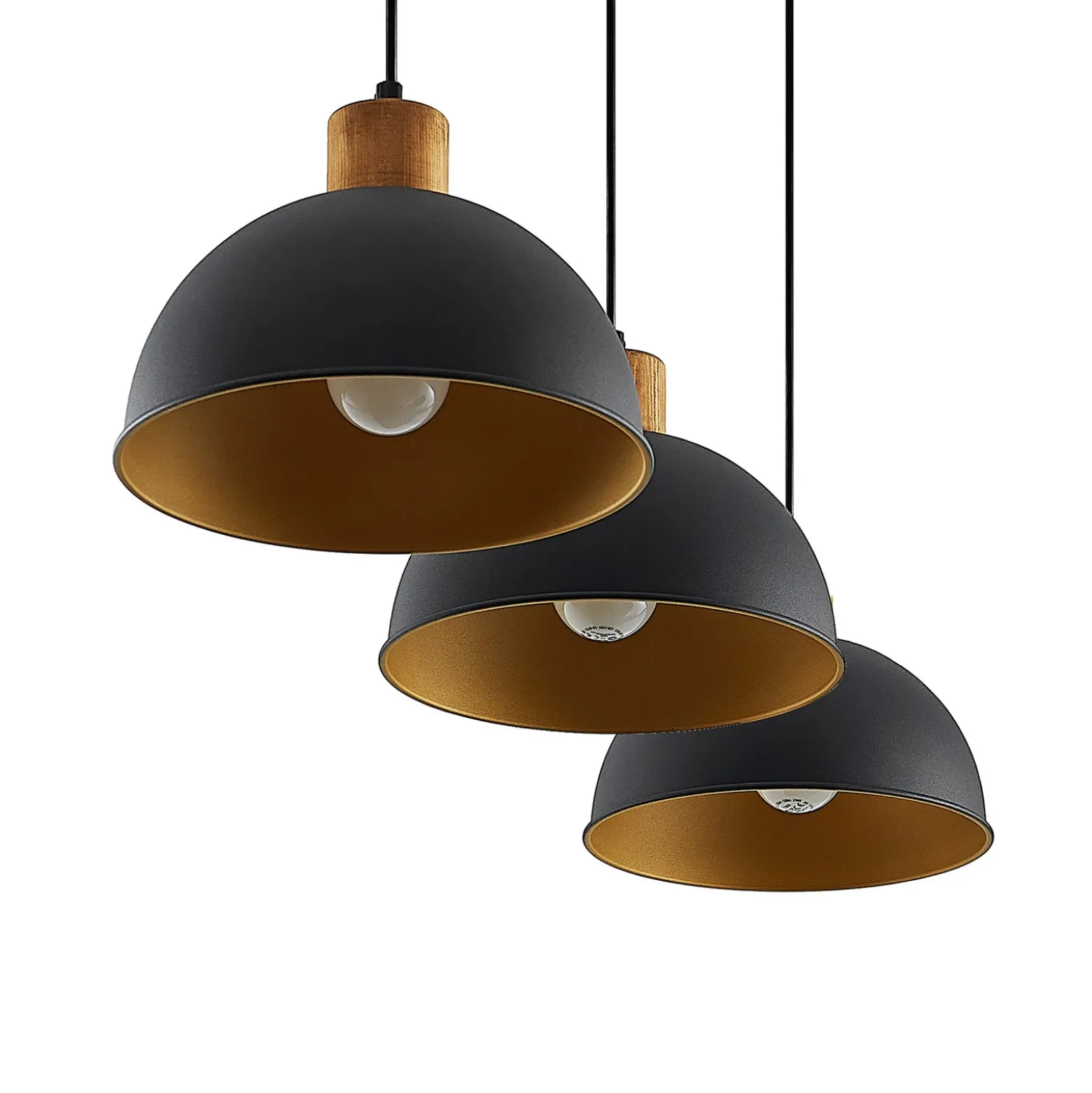 Lámpara colgante Lindby Flurin, 3 luces, 107 cm, negra, metal