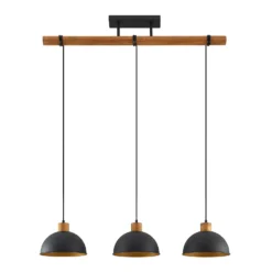 Lámpara colgante Lindby Flurin, 3 luces, 107 cm, negra, metal
