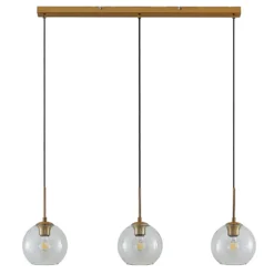 Lámpara colgante Lindby Grady, latón/claro, 110 cm, metal, cristal