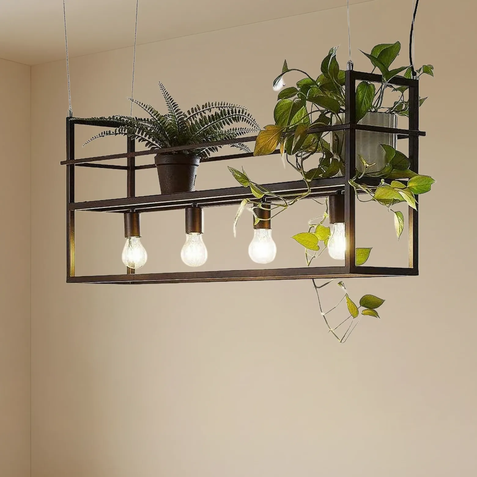 Lámpara colgante Lindby Grisela, Regal, negra, metal, 120 cm