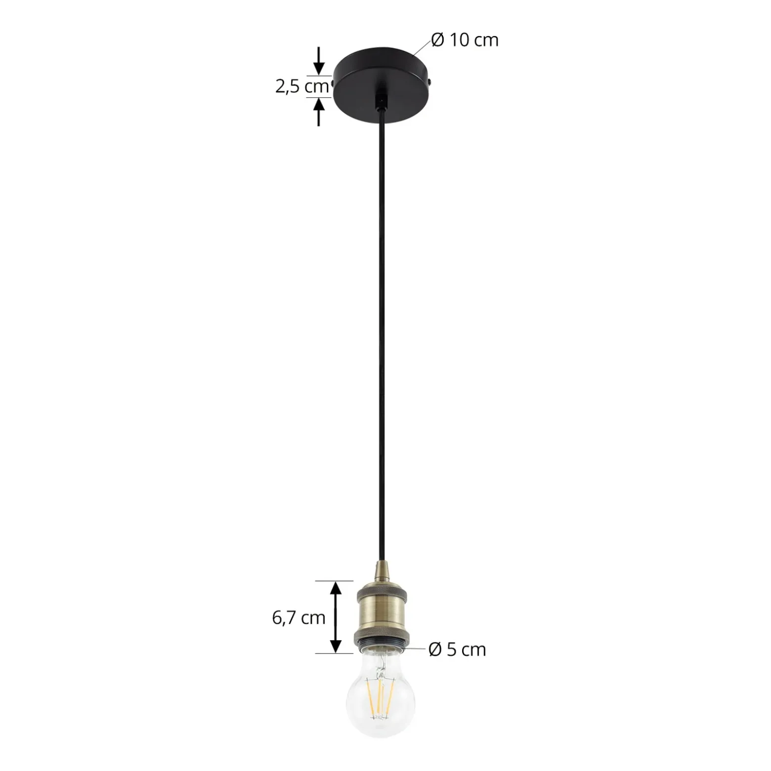 Lámpara colgante Lindby Hattie, portalámpara E27, latón, Ø 5 cm