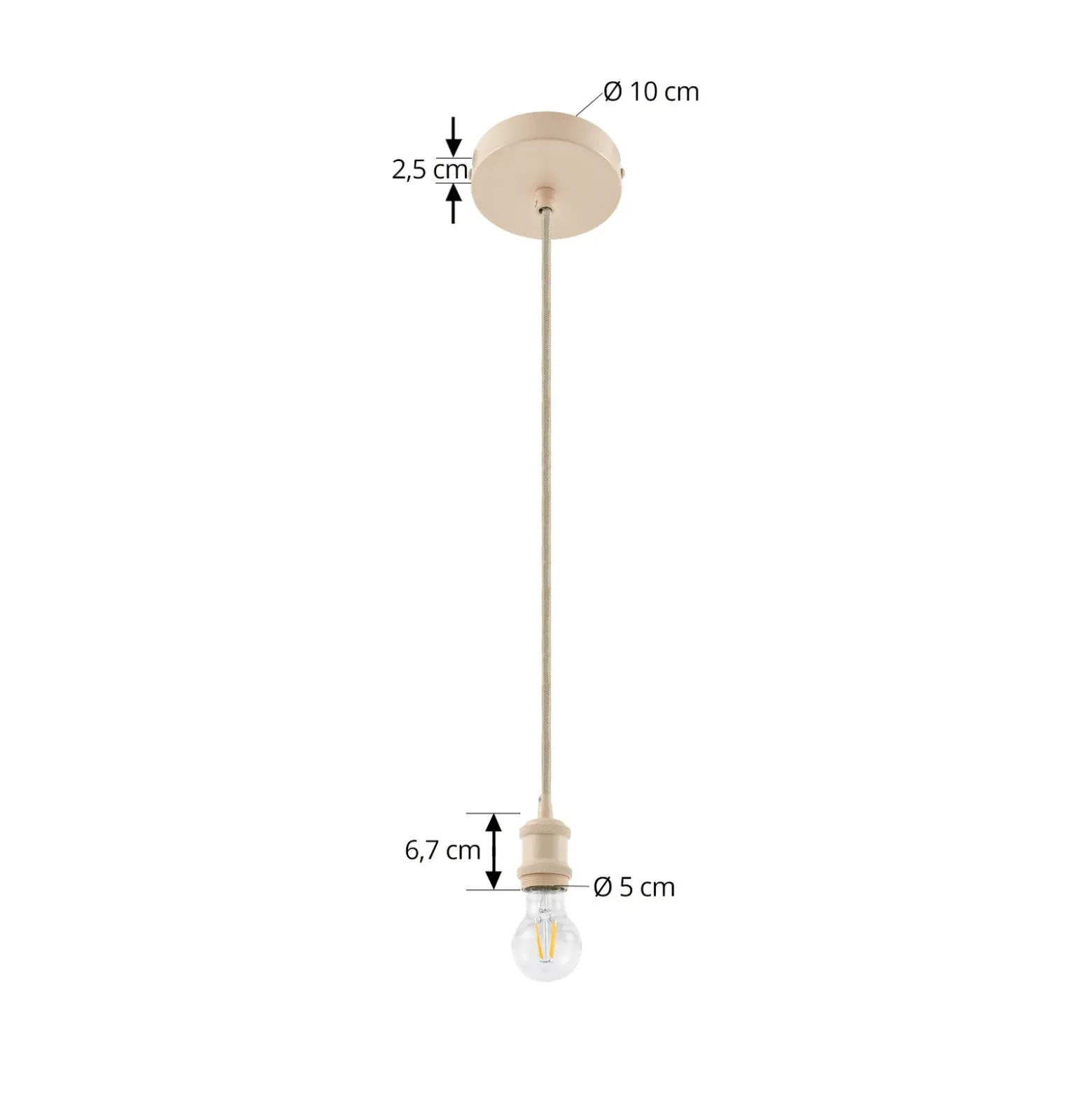 Lámpara colgante Lindby Hattie, portalámpara E27, beige, Ø 5 cm