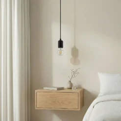 Lámpara colgante Lindby Hattie, portalámpara E27, negro, Ø 4,7 cm