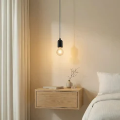 Lámpara colgante Lindby Hattie, portalámpara E27, negro, Ø 4,7 cm