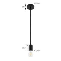 Lámpara colgante Lindby Hattie, portalámpara E27, negro, Ø 4,7 cm