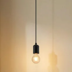Lámpara colgante Lindby Hattie, portalámpara E27, negro, Ø 4,7 cm