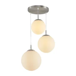 Lámpara colgante Lindby Heleska, blanca, cristal, 3 luces, Ø 47cm