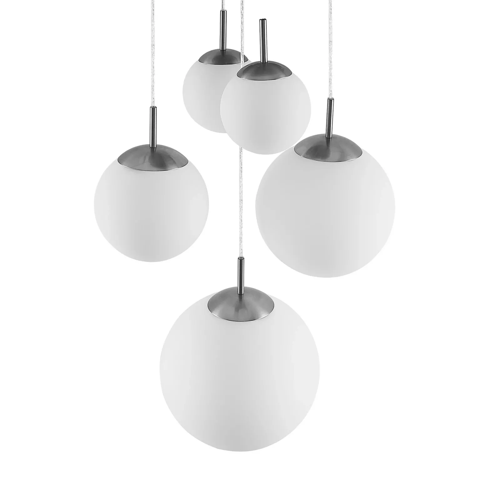 Lámpara colgante Lindby Heleska, blanca, de cristal, 5 luces, Ø 50 cm