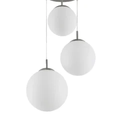 Lámpara colgante Lindby Heleska, blanca, cristal, 3 luces, Ø 47cm