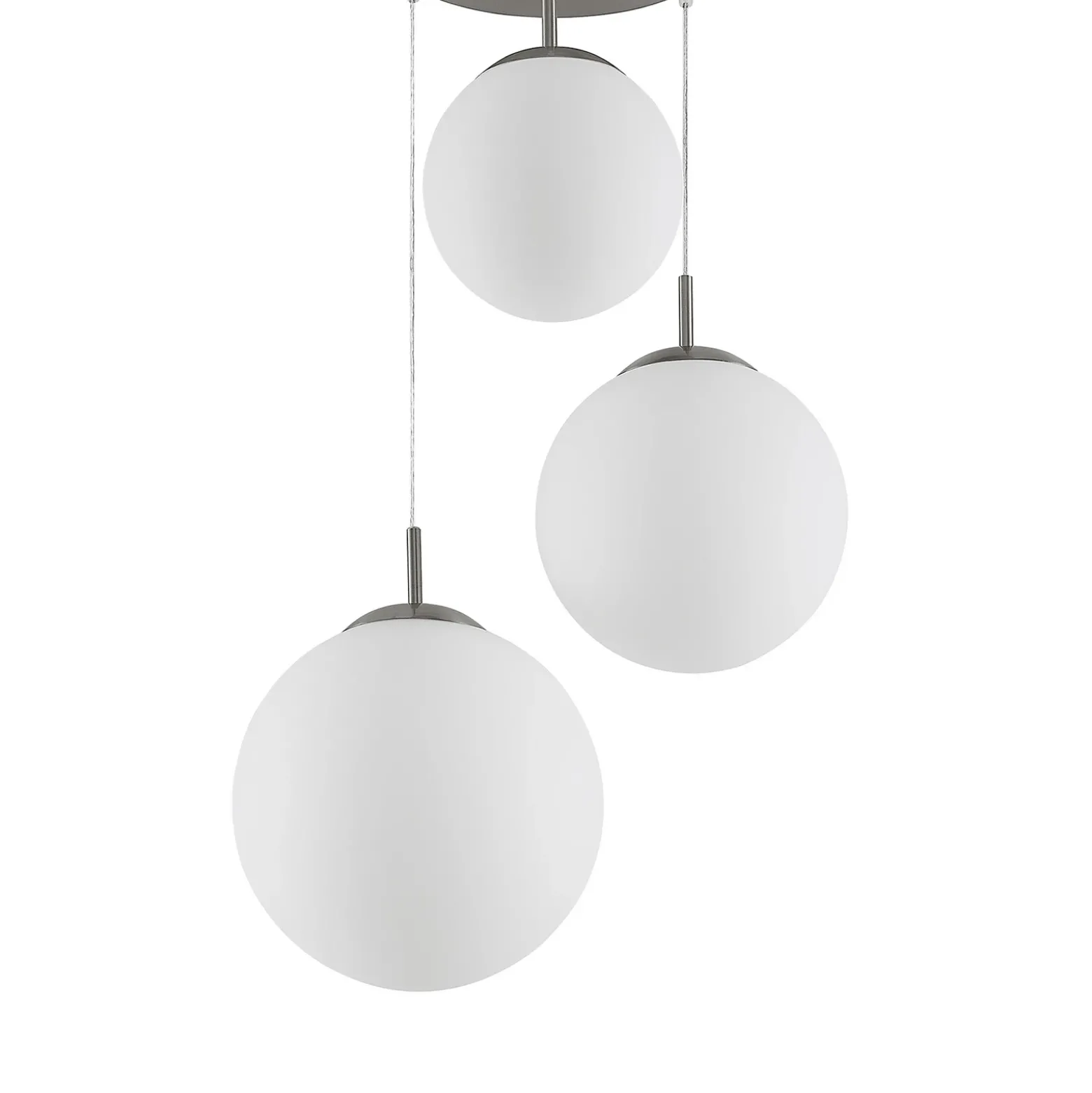 Lámpara colgante Lindby Heleska, blanca, cristal, 3 luces, Ø 47cm
