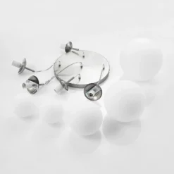Lámpara colgante Lindby Heleska, blanca, de cristal, 5 luces, Ø 50 cm