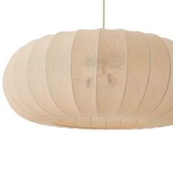 Lámpara colgante Lindby Helin, beige, Ø 70 cm, textil, 3 x E27