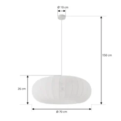 Lámpara colgante Lindby Helin, blanca, Ø 70 cm, textil, 3 x E27