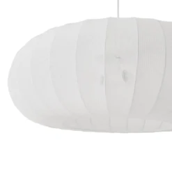 Lámpara colgante Lindby Helin, blanca, Ø 70 cm, textil, 3 x E27
