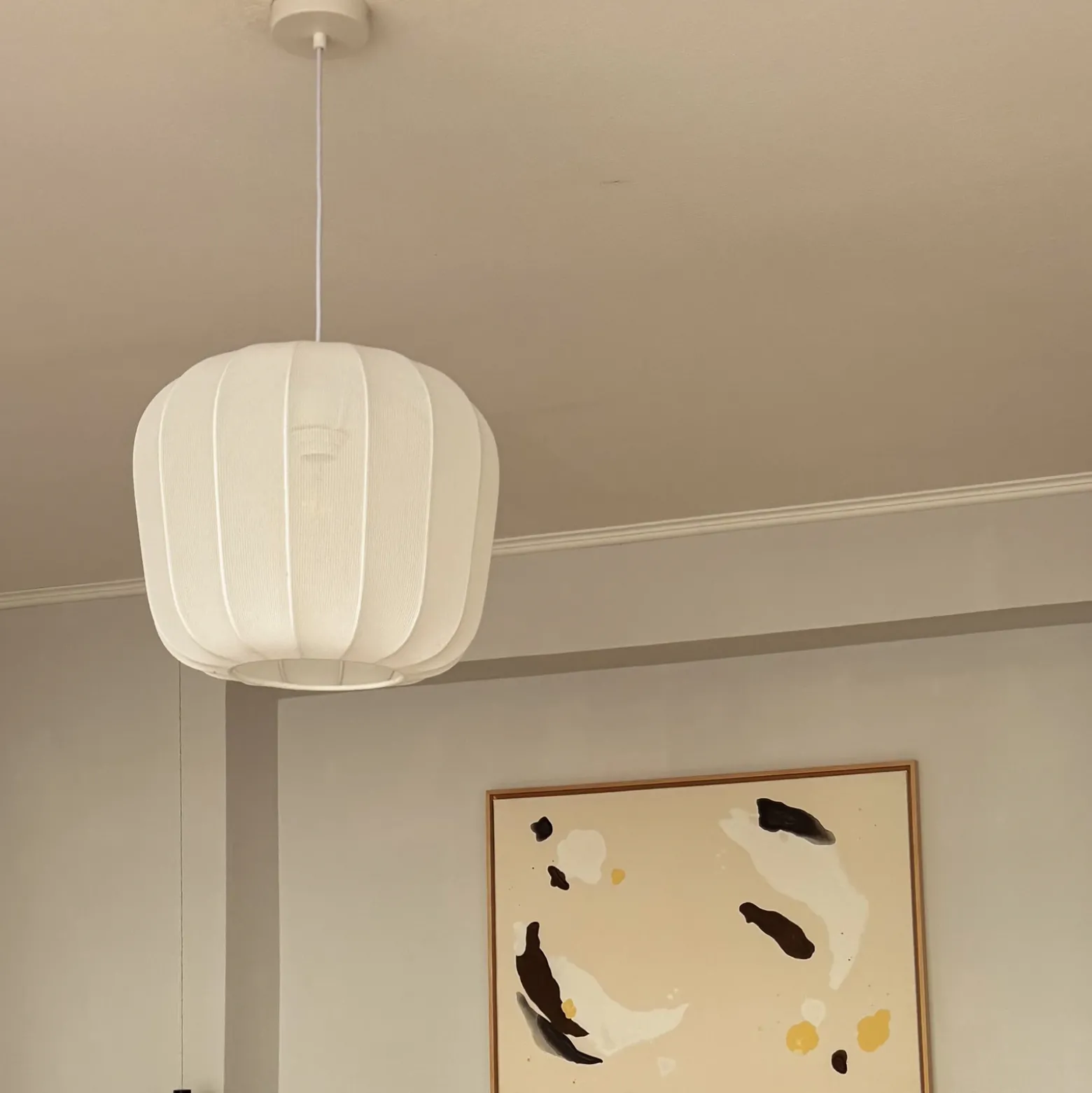 Lámpara colgante Lindby Helin, blanca, Ø 35 cm, tela